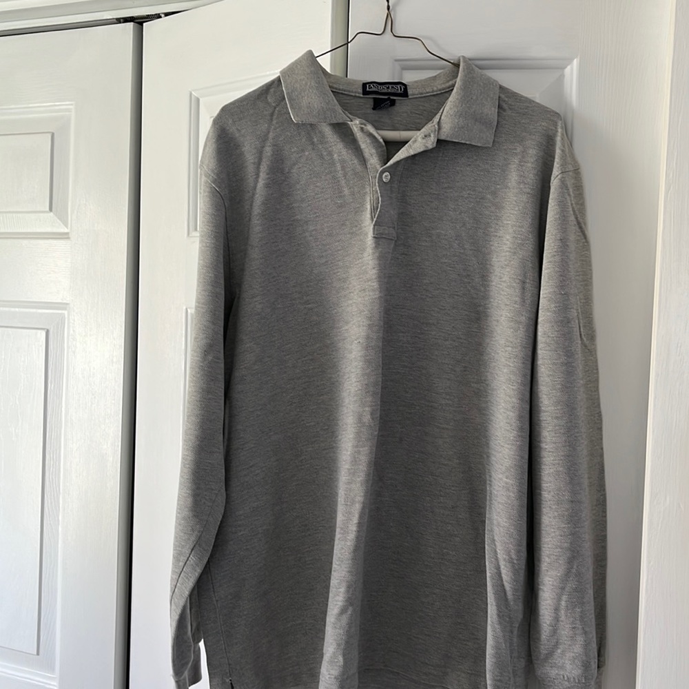 Mens lands End Long sleeve polo Large